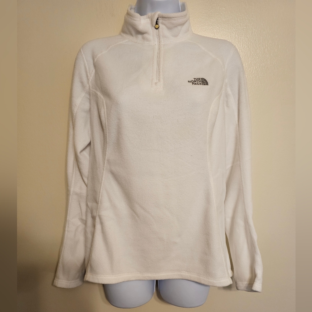 North Face Polartec 1/4 Zip White Fleece, Medium